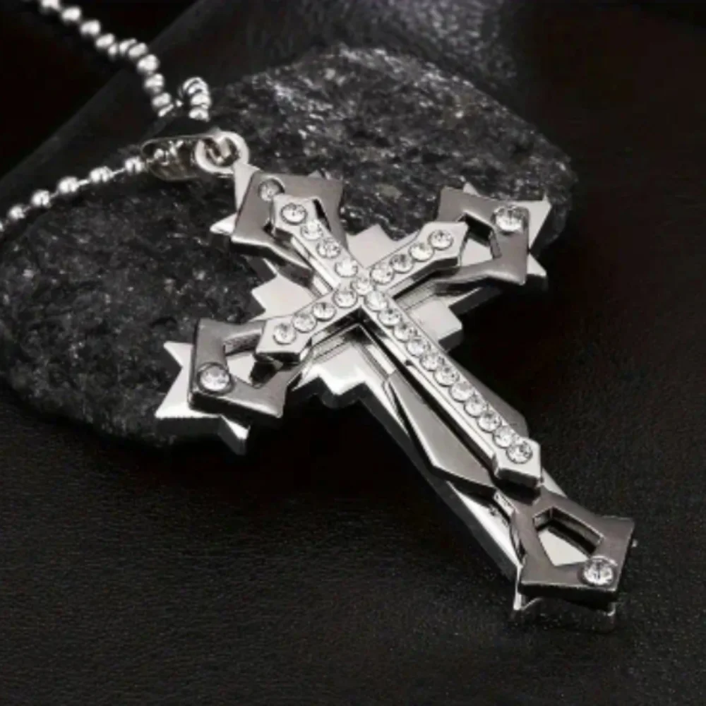 Silver Cross Pendant Chain Necklace